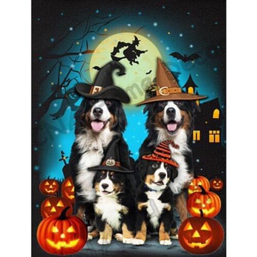 Halloween dogs Drill Mosaic 5D Diy Embroidery Diamond Painting Resin Cartoon Cross Stitch Kits decoration craft room stickers