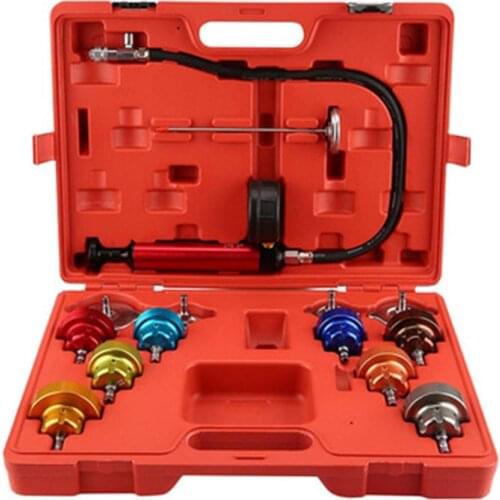 14pcs Water Tank Leak Detector Kit Radiator Pressure Tester Pump Adapters