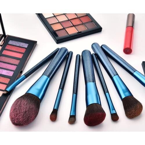 GUJHUI 12Pcs Sapphire Blue Makeup Brushes Sets Eye Shadow Eyebrown Foundation Powder Cosmetic Make Up Brush Tool High Quality