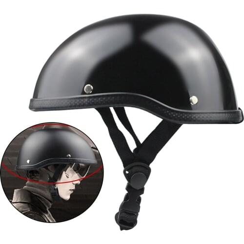 Summer German Style Motorcycle Half Face Helmet Head Protector Cruiser Biker Bright Black youth womens men accessories