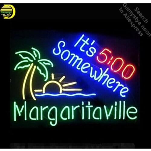 Neon Sign for Its 5 O'C lock Somewhere Margaritaville Neon Tube sign Palm Tree handcraft Neon signs Decorate Beer Bar pub room