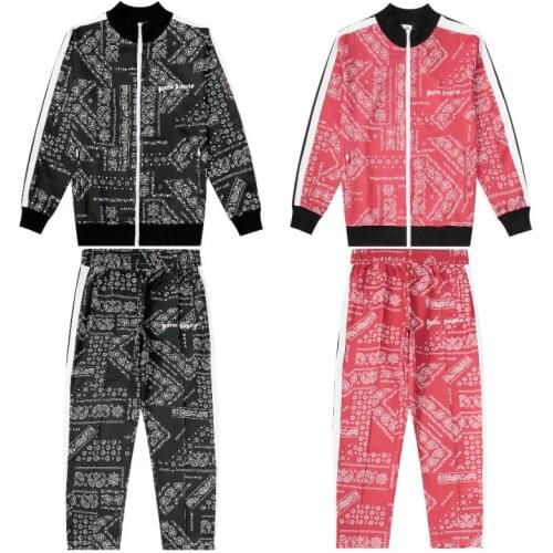Palm Angels 22SS Logo letters Men and Women Cotton Long Sleeve Fashion Jacket +PantsSet Sports Jacket Set,Men Women Casual suit