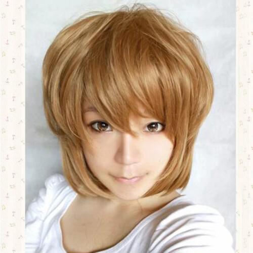 Haibara Ai fluffy short shaggy layered anime cosplay wig.heat resistance fibre + Wig Cap