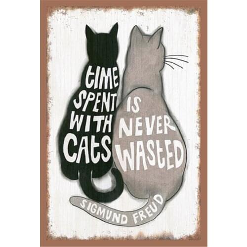 Pet Cat Home Decoration Modern Gamer Room Metal Plates Garden Posters for Outside Metal Wall Art Welcome Sign in Home Decor