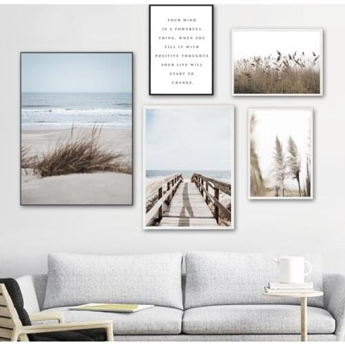 Beach Reed Nature Landscape Photography Posters and Prints Gallery Wall Art Canvas Painting Pictures Living Room Wall Decoration