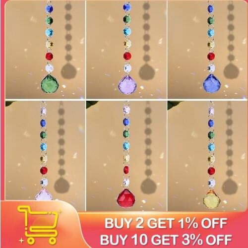 Hanging Crystal Ball Rainbow Maker Prism Light Catcher Colorful Wind Chime for Window Pendant Home Garden Decoration Fairy Decor