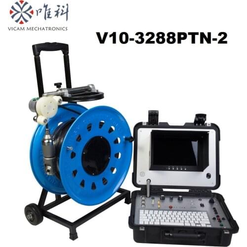 Industrial underwater waterproof pipe inspection 50mm pan tilt camera 80m/100m/120m flexible cable reel Vicam V10-3288PTN-2