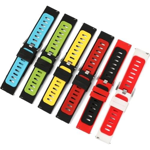 20mm 22mm Silicone Watch Strap Double Color Quick Release Band Bracelet for Huawei Watch gt 2 Samsung Galaxy 42/46mm Amazfit GTR