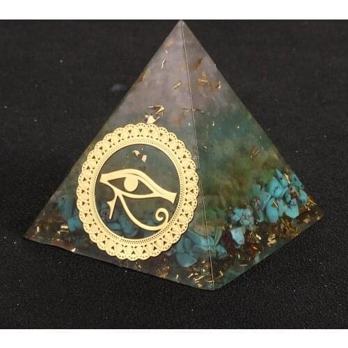 Reiki Healing Energy Orgone Pyramid Ethnic Tibetan Eye Chip Turquoises Rose Quartz Orgonite Jewelry Resin Decorative Craft
