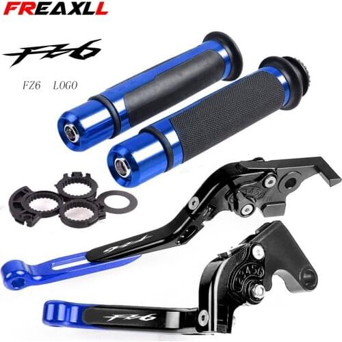 Motorcycle Adjustable Folding Brake Clutch Levers Handlebar Hand Grips Set For Yamaha FZ6 Fazer 2004-2010 2005 2006 2007 2008