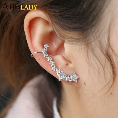 Stock free gift silver color Sparkling CZ Exquisite Stackable Star Stud Earrings for Women wholesale high quality