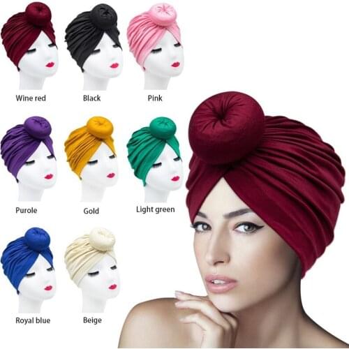 Hats For Women Fashion New European/American Women Adult Donut Hat Beauty Hair Care Chemotherapy Cap Elastic Milk Silk Turban