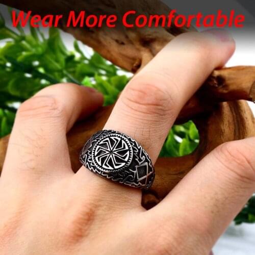 Steel solider Viking Celtic solar symbol wheel ring amulet stainless steel nordic slavic pagan jewelry