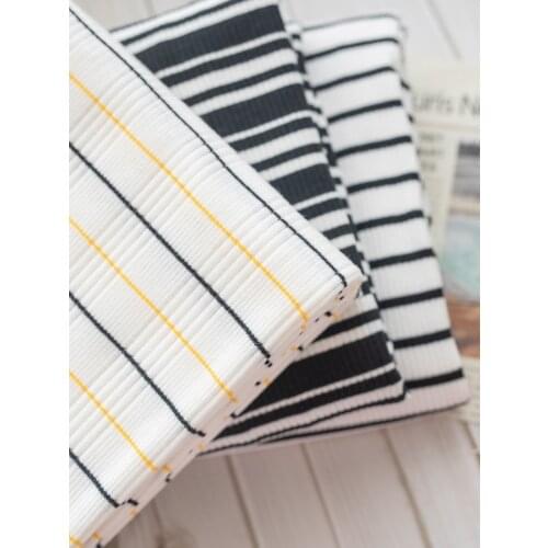 Jersey Combed Cotton High Elastic Striped Rib Fabric For Sewing Bottom Cotton Knitted Neckline Cuffs Vest DIY