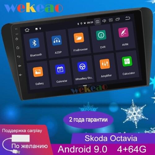 Wekeao Touch Screen 10.1'' 1 Din Android 9.0 Car Dvd Multimedia Player For Skoda Octavia Car Radio GPS Navigation 2014-2018 4G