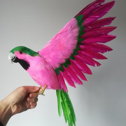42x60cm hot pink colourful feathers parrot bird hard model,foam&feathers bird prop,home garden decoration toy Xmas gift b0985