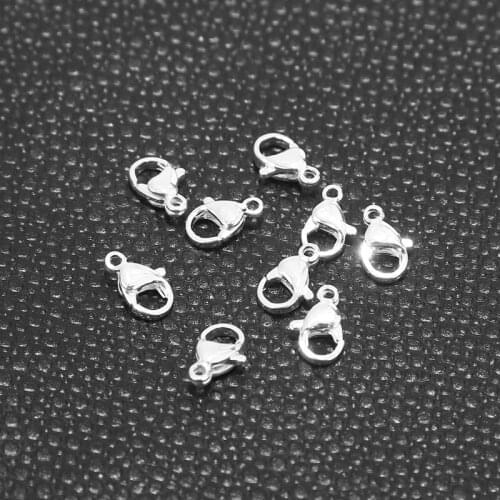 20pcs Stainless Steel Silver Plated 9mm/10mm Lobster Claw Clasps Connectors for DIY Jewelry Making Findings Accessories