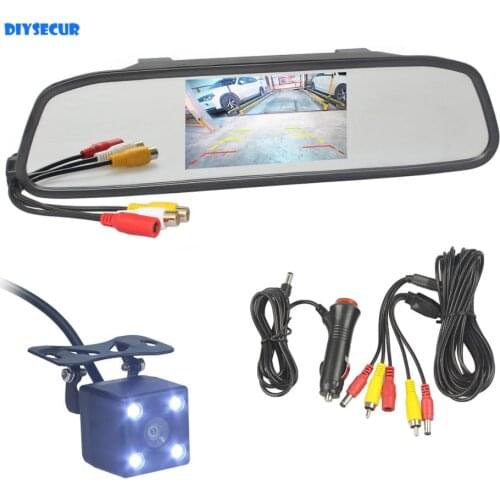 DIYSECUR Auto 4.3" Car Rearview Mirror Monitor Car Monitor HD Parking Monitors System HD Rear View Camera Car Camera