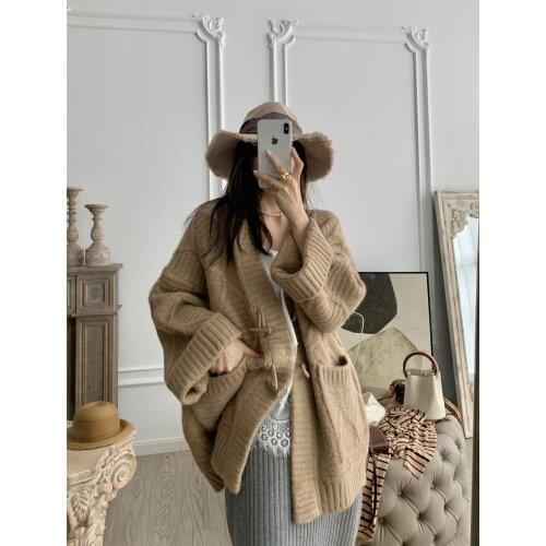 Fall 2021 Women Clothing Oversize Womens Sweaters Autumn Vintage Loose Winter Sweater Knitted Women Cardigan Knit Button Maxi