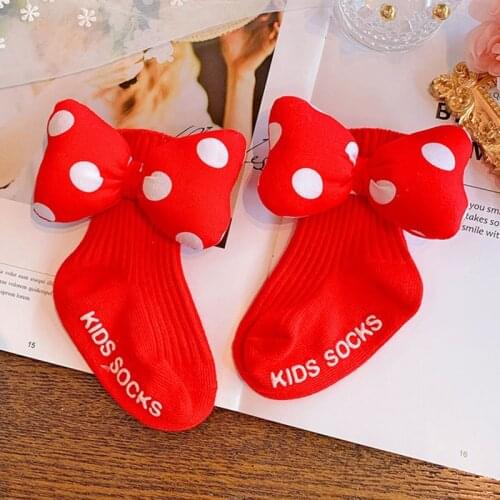 1Pair Minnie Bow-Tie Non-Slip socks Children Thicken Printed Winter Autumn Baby Girls Boys Kids Socks sunflower bow Gift Stuff