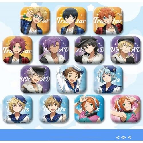 1pc 50x50mm Sauqre Brooch Ensemble Stars Trick Star Undead Twin Iron Button Badges