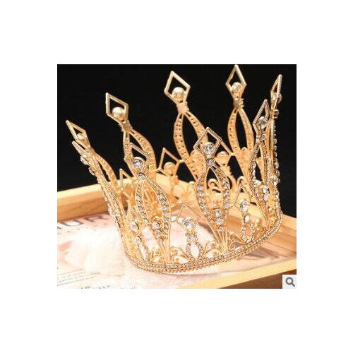 12pcs/lot DIY Sliver Golden Drill Baking Cake Decoration Crown Round Birthday Decoration Hair Styling Tools Accessory HA902
