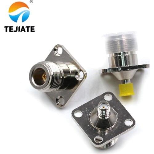 2PCS RF Connector N/SMA-KKF N-Type Female To SMA Female Header Flanged Fixing Plate 25 * 25MM Multifunctional Adapter
