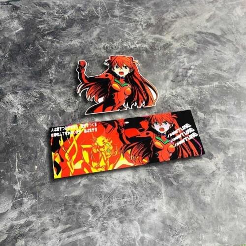 2pcs Car Styling Vinyl Decals Cartoon Anime Auto Rear Windshiled Window Sticker for EVA Girl
