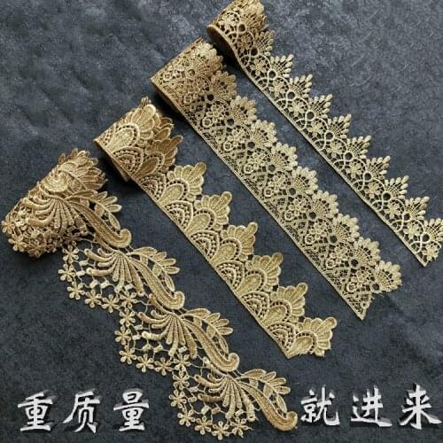 2Yard/Lot Gold Sliver Water Soluble Lace Trim Womens Baby Clothing Dress Embroidery DIY Accessories