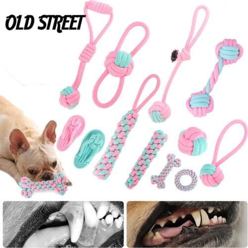4pc/8pc/12pc dog toy pet toy pet supplies light blue cotton rope knot toy bite molar interaction pupppuppies teething toy cotton