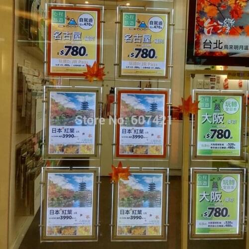 5 Unit/ Column) A4 Single Side LED Window Display Cable Kit with U Pocket,Ceiling to Floor Cable Led Advertising Light Box