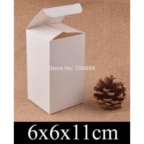 6*6*11cm Cosmetic/Jewerly white paper box 2.4''*2.4'*4.3'' handmade gift boxes,Essential oil box,custom box logo 100pcs/lot