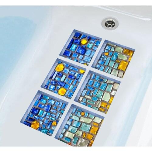 6pcs/set 3D Bathtub Stickers Waterproof Adhesive Non Slip Bathroom Decor Bath Tub Stickers Wall Sticker Home Decoration 15x15cm