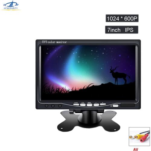 HFSECURITY 7 Inch IPS Monitor 1024 * 600P AV Screen LCD CCTV Monitors PAL NTSC Monitor Reversing Display Laptop TFT Color Screen