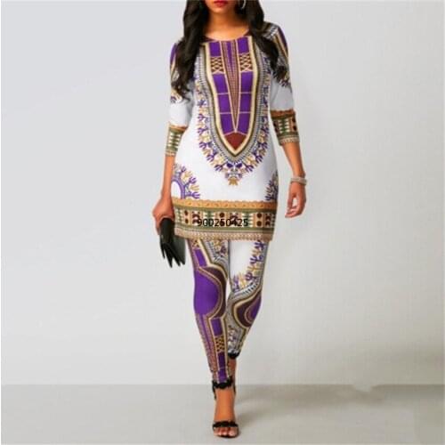African Dresses for Women 2020 News Top Pants Suit Dashiki Print Ladies Clothes Robe Africaine Bazin Fashion Clothing