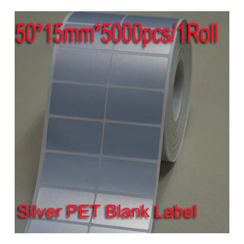 AIBIER 50x15mm 5000pcs/Roll Waterproof paper Thermal transfer blank PET barcode Labels PET adhesive printed label sticker