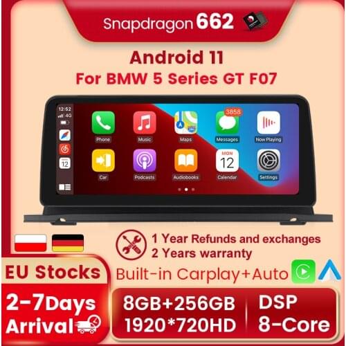 12.3inch Qualcomm Snapdragon 662 Android11 8+256G Car Multimedia Player GPS Navigation BT for BMW 5 Series GT F07 2013-2016 NBT