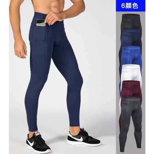 Men Pocket Gym Leggings Sport Pants Workout Fitness Compression Pants Men Sweatpants Breathable Slim Tight Pants