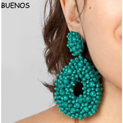 BUENOS Fashion ZA 2019 Women Statement Earrings Boho Ethnic Summer Colorful Dangle Drop Earrings Beads Tassel Jewelry Wedding