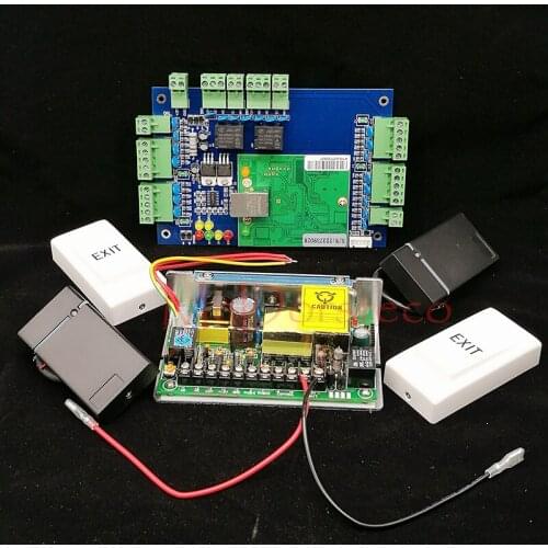 Wiegand TCP/IP Two Doors Doubel Door Access Control System Kit + 2 PCS Rfid Card Reader + Power Supply Unit for Door Security