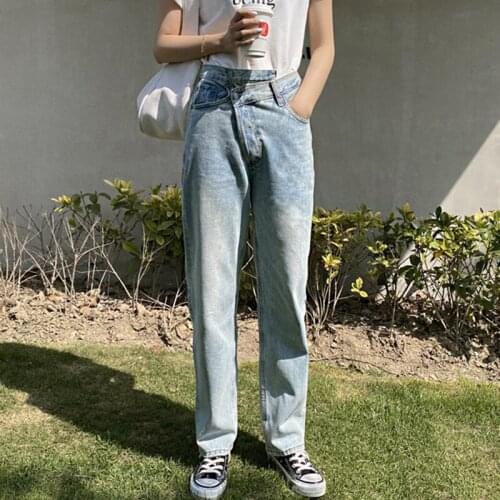 Jeans Women Irregular Full Length High Waist Denim Trousers Summer Female Clothing Tide Elegant Wide Leg Pants