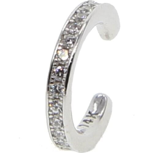 925 sterling silver full cz circle gemetric thin no piercing clip on earring