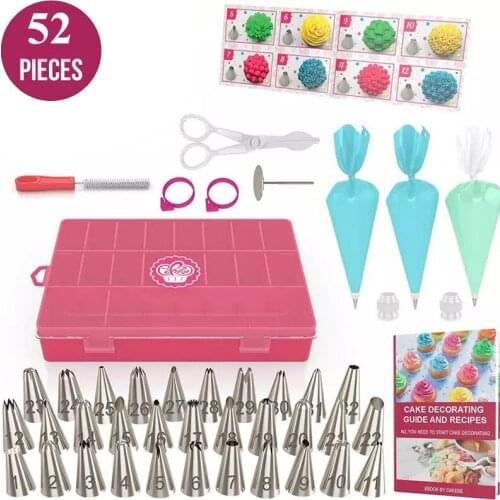 Meibum 52Pcs/Set Pastry Stainless Icing Tips Cake Decorating Tools Confectionery Dessert Nozzles Converter Cream Bag Baking Tip