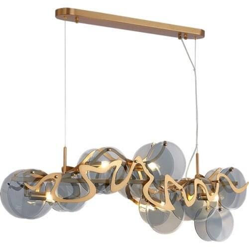 Round Oval White Grey Iron Glass LED Chandelier Lighting Lustre Suspension Luminaire Lampen Hanging Lamps For Dinning Room