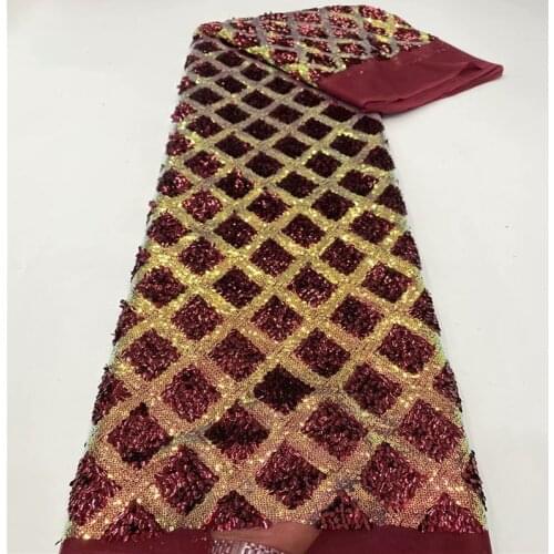 2021 red/gold 3d Sequins Lace Fabric Bridal Sequence Embroidery Elegant African Nigerian Latest Design Style High End