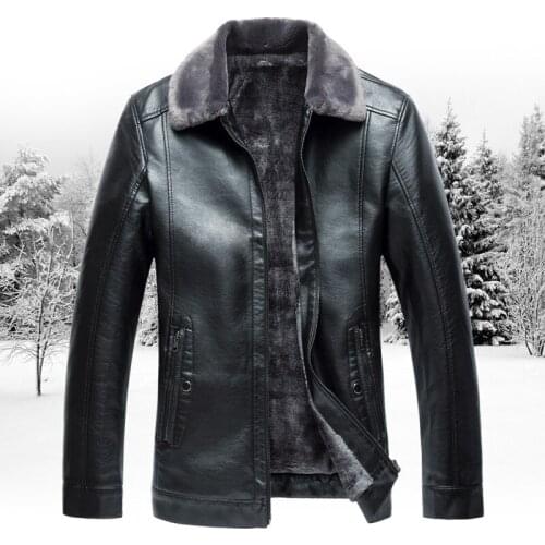 Spring Autumn Mens PU Leather Jacket,fashion Mens Business Jackets Solid Turn-down Collar Leather Warm Black Brown Y546
