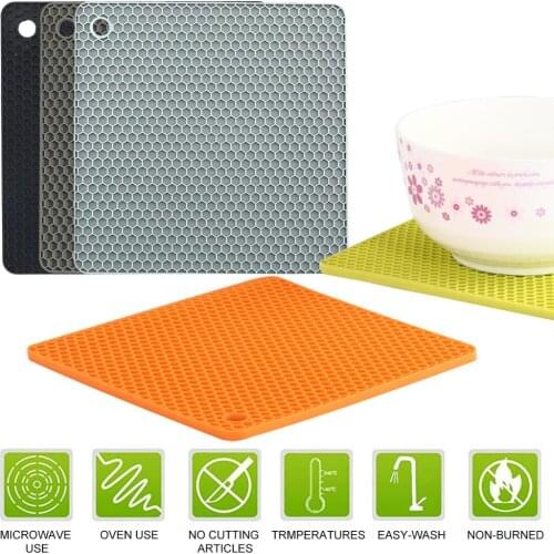 Square Honeycomb Non-slip Heat-Resistant Silicone Mats Bowl Pad Pot Holder Thicken Insulation Table Placemat Home Desktop Decor