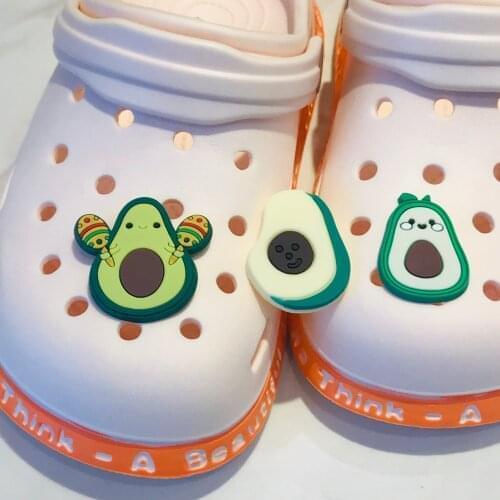 Hot Sales Wholesale 50pcs Avocado Fruit PVC Garden Shoes Accessories Shoe Decorations Fit Backpack Croc Jibz Charm