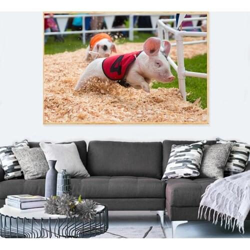 Cute Pets Funny Animals Pig Painting Piglet Poster Nordic Style Kids Room Decor Wall Pictures for Living Room Home Decoration