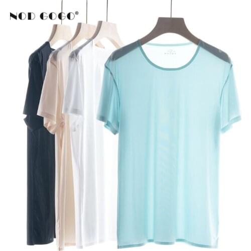 Mens seamless all season bottoming Undershirts Male superfine thin elastic soft short sleeve T-shirts Men quick dry Tops & Tees